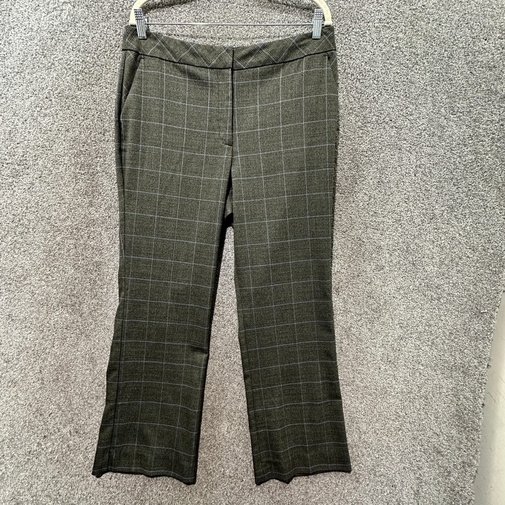 Talbots Trouser Pants Women 14 HERITAGE Gray Plaid Mid Rise Straight Office